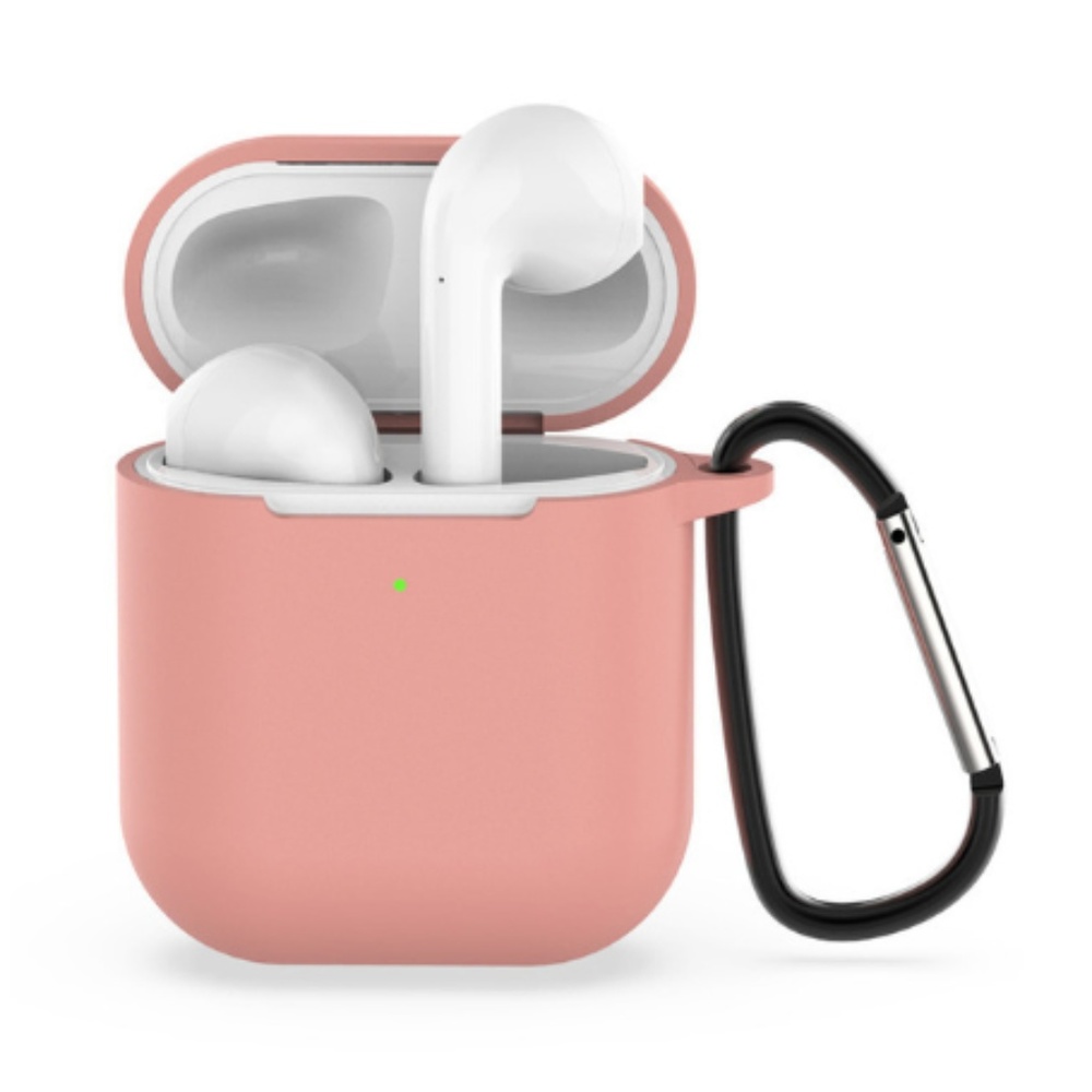 Pink Silicone Airpods 2 Case with Hook Keychain